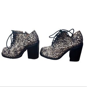 Jeffrey Campbell Black and White Leather Booties